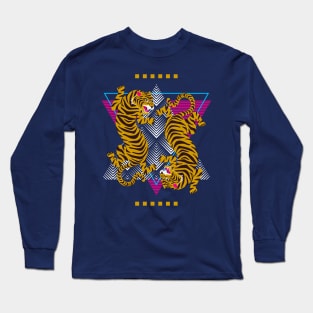 Double Tiger Funky Background Long Sleeve T-Shirt